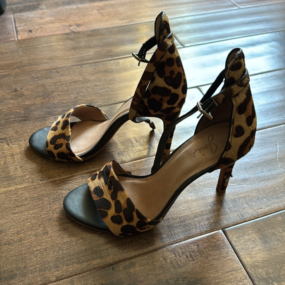 Joie leopard pony hair heels